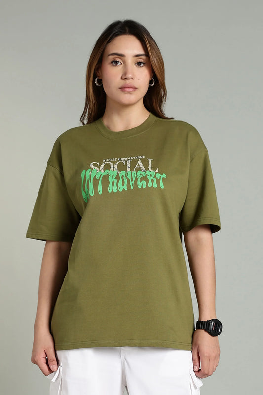 Social Introvert Graphic Oversized T-Shirt - The Kattire
