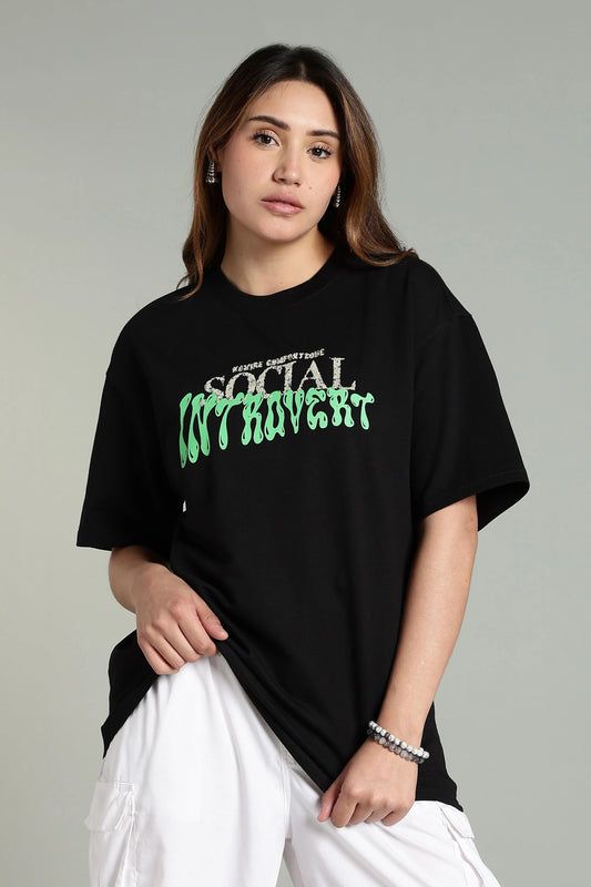 Social Introvert Graphic Oversized T-Shirt - The Kattire