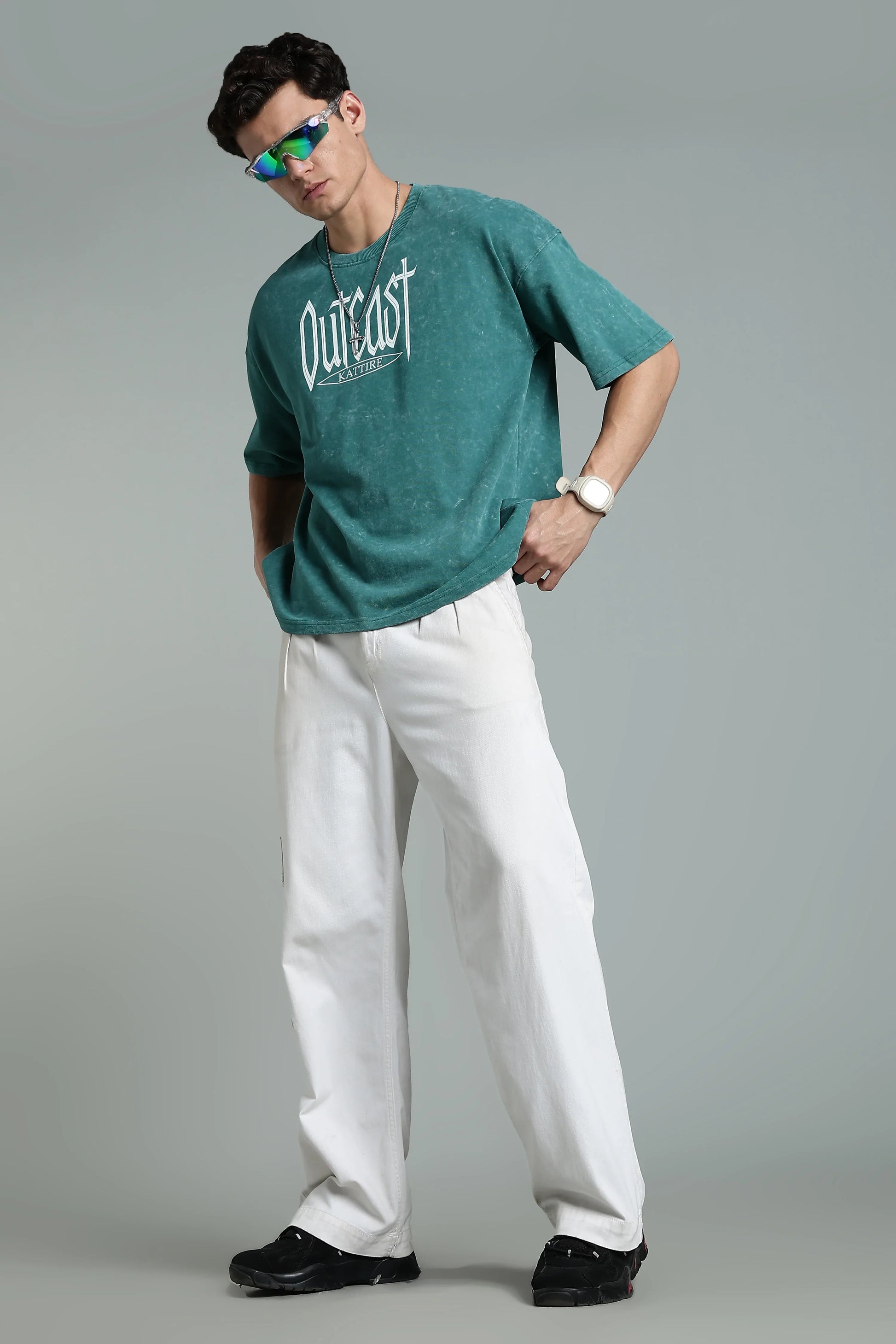 Stand out with bold attitude in the Outcast Graphic Oversized T-Shirt - The Kattire
