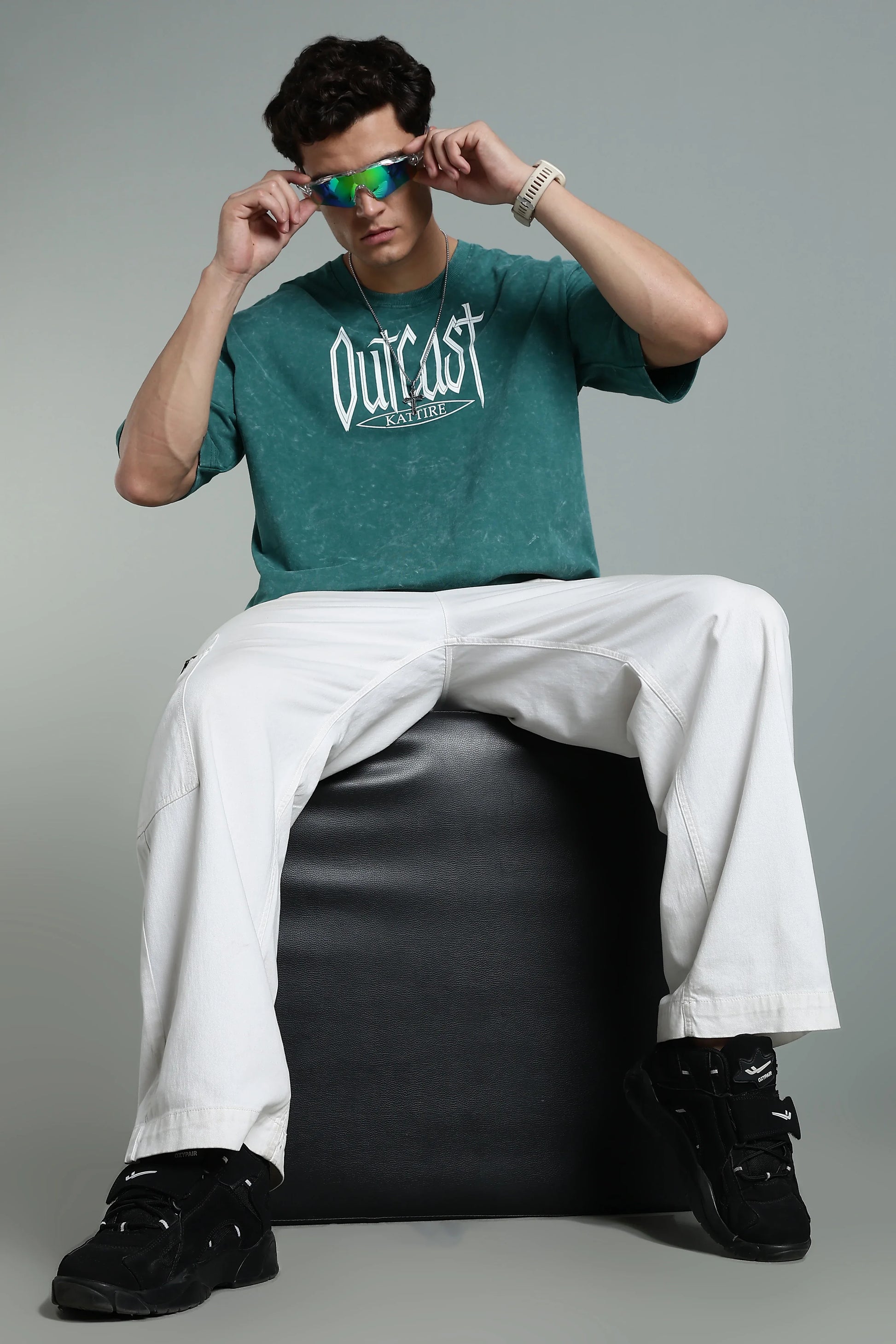 Stand out with bold attitude in the Outcast Graphic Oversized T-Shirt - The Kattire