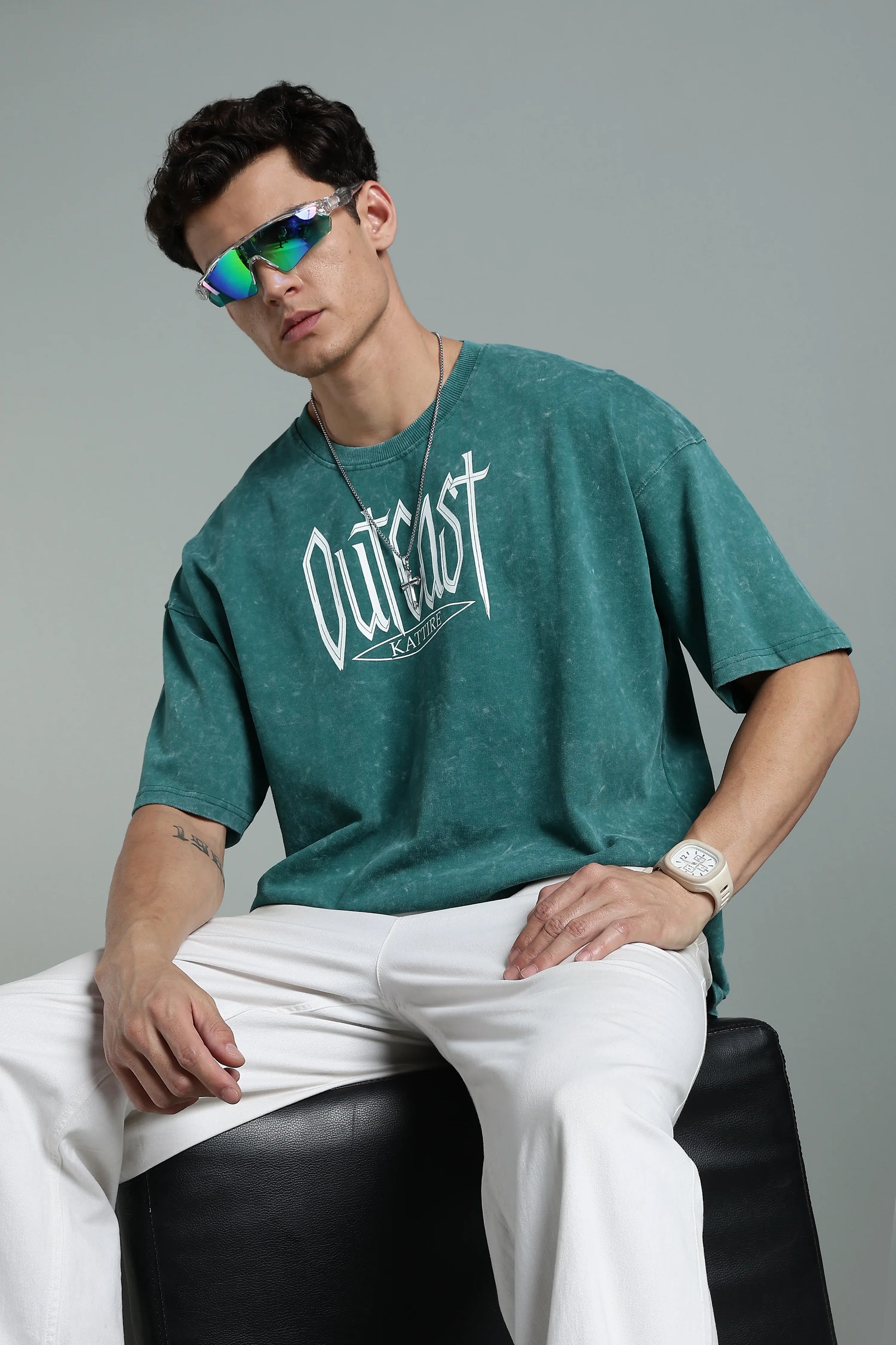 Stand out with bold attitude in the Outcast Graphic Oversized T-Shirt - The Kattire