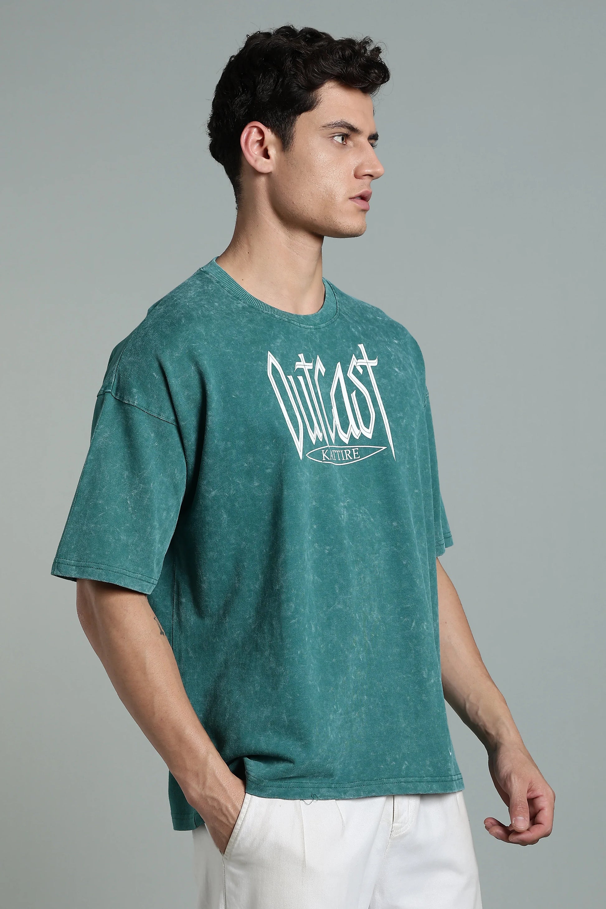 Stand out with bold attitude in the Outcast Graphic Oversized T-Shirt - The Kattire