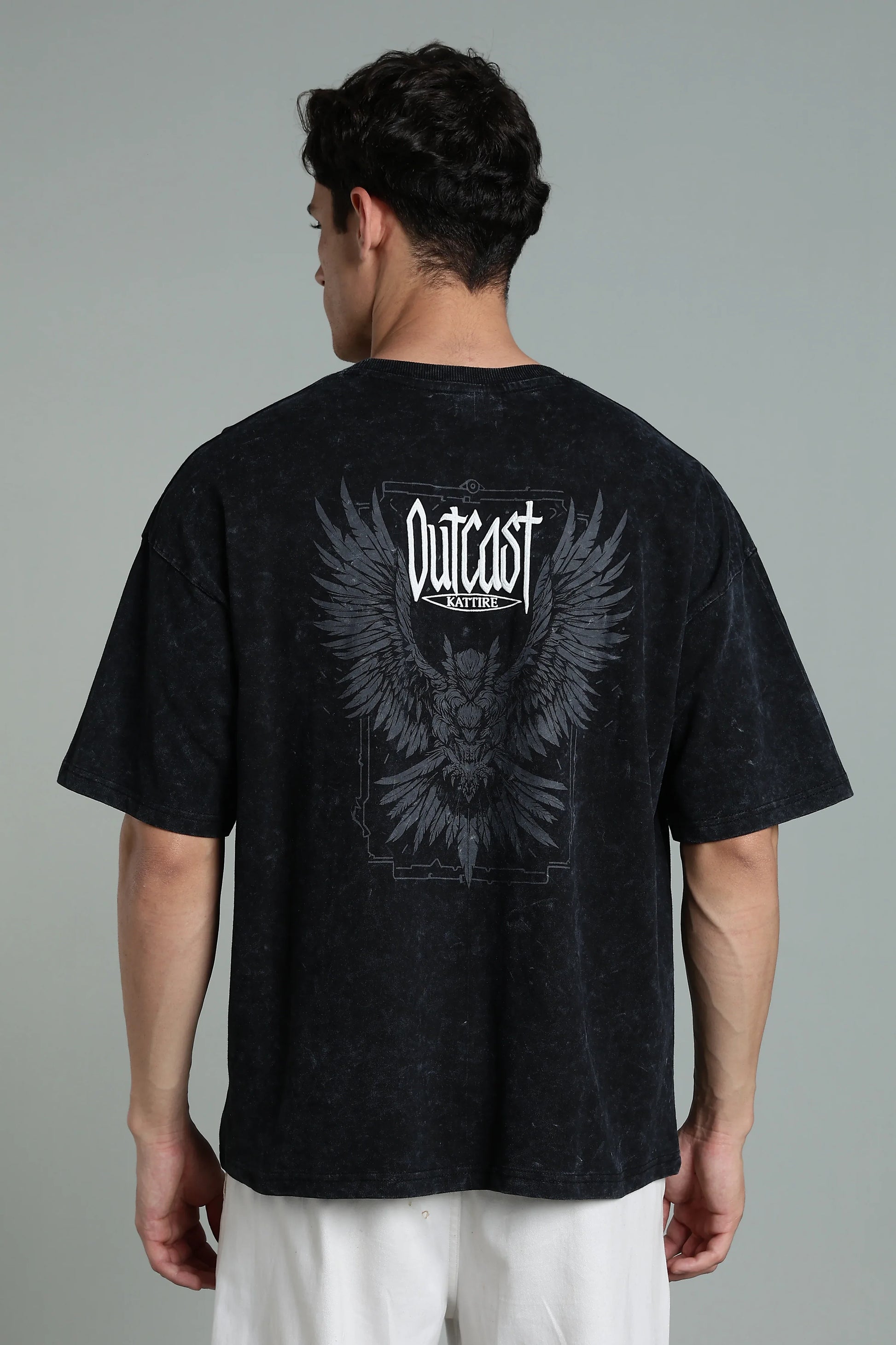 Stand out with bold attitude in the Outcast Graphic Oversized T-Shirt. - The Kattire