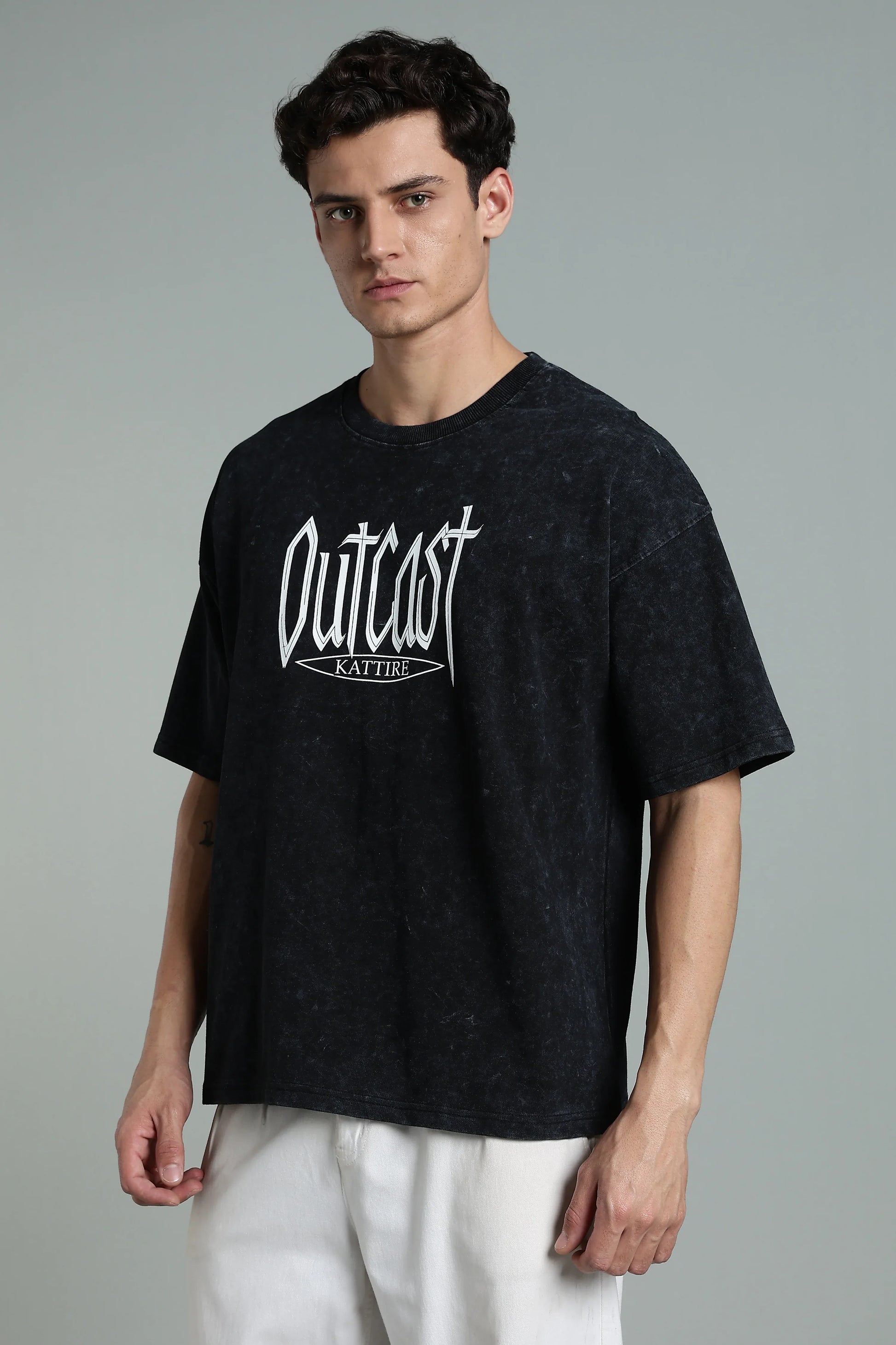Stand out with bold attitude in the Outcast Graphic Oversized T-Shirt. - The Kattire