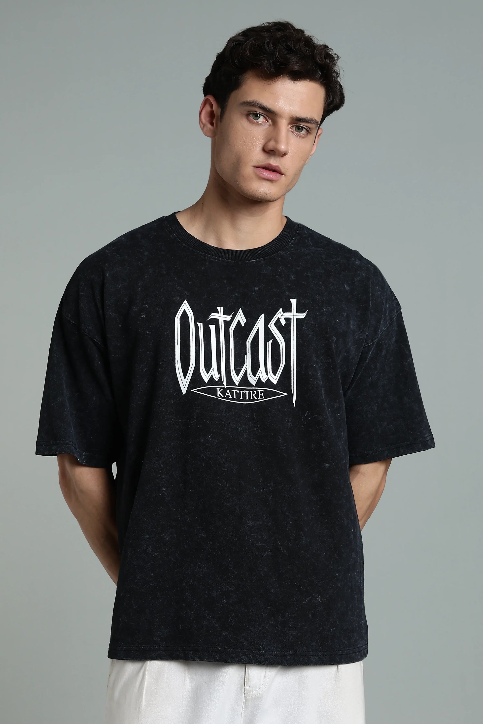 Stand out with bold attitude in the Outcast Graphic Oversized T-Shirt. - The Kattire