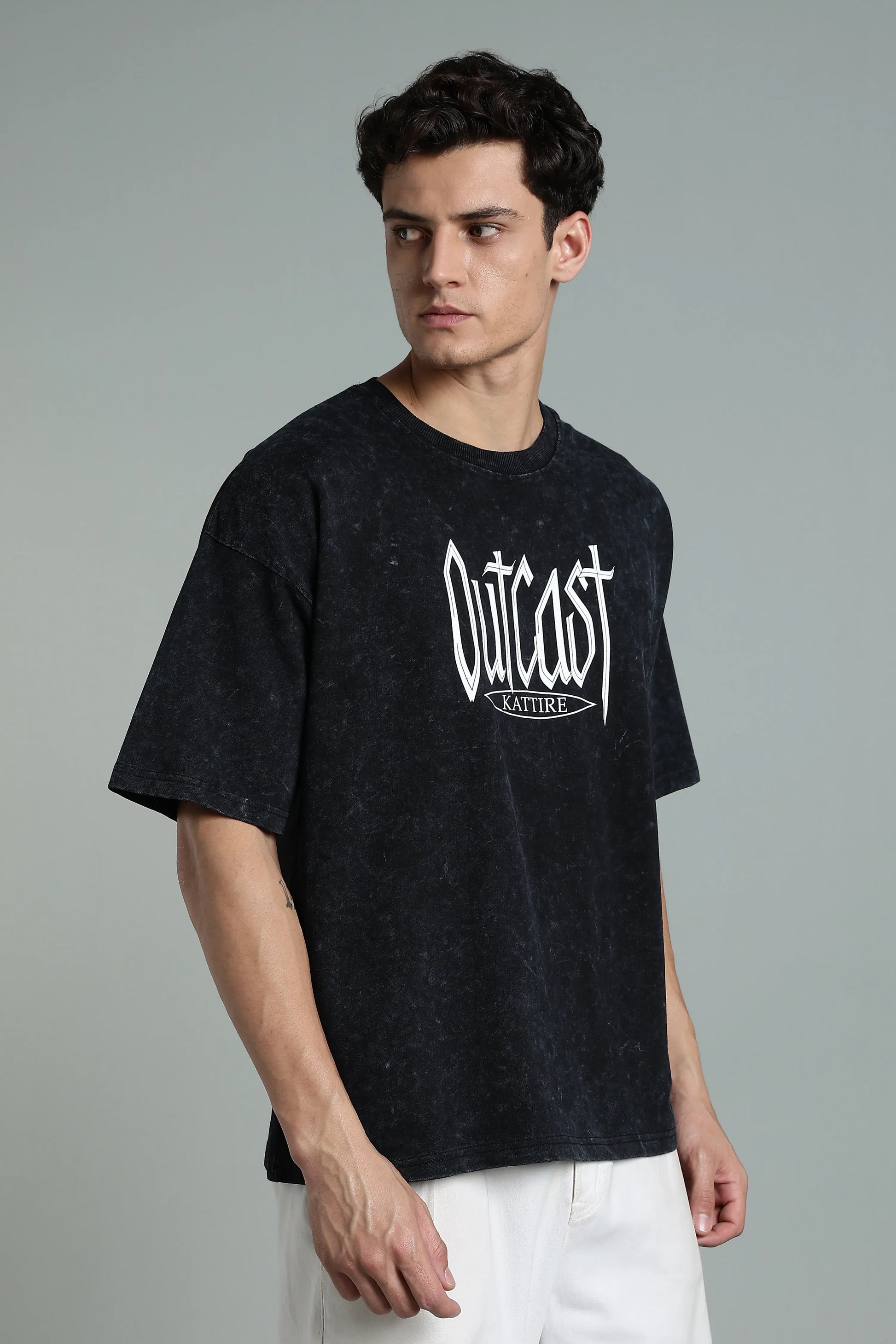 Stand out with bold attitude in the Outcast Graphic Oversized T-Shirt. - The Kattire
