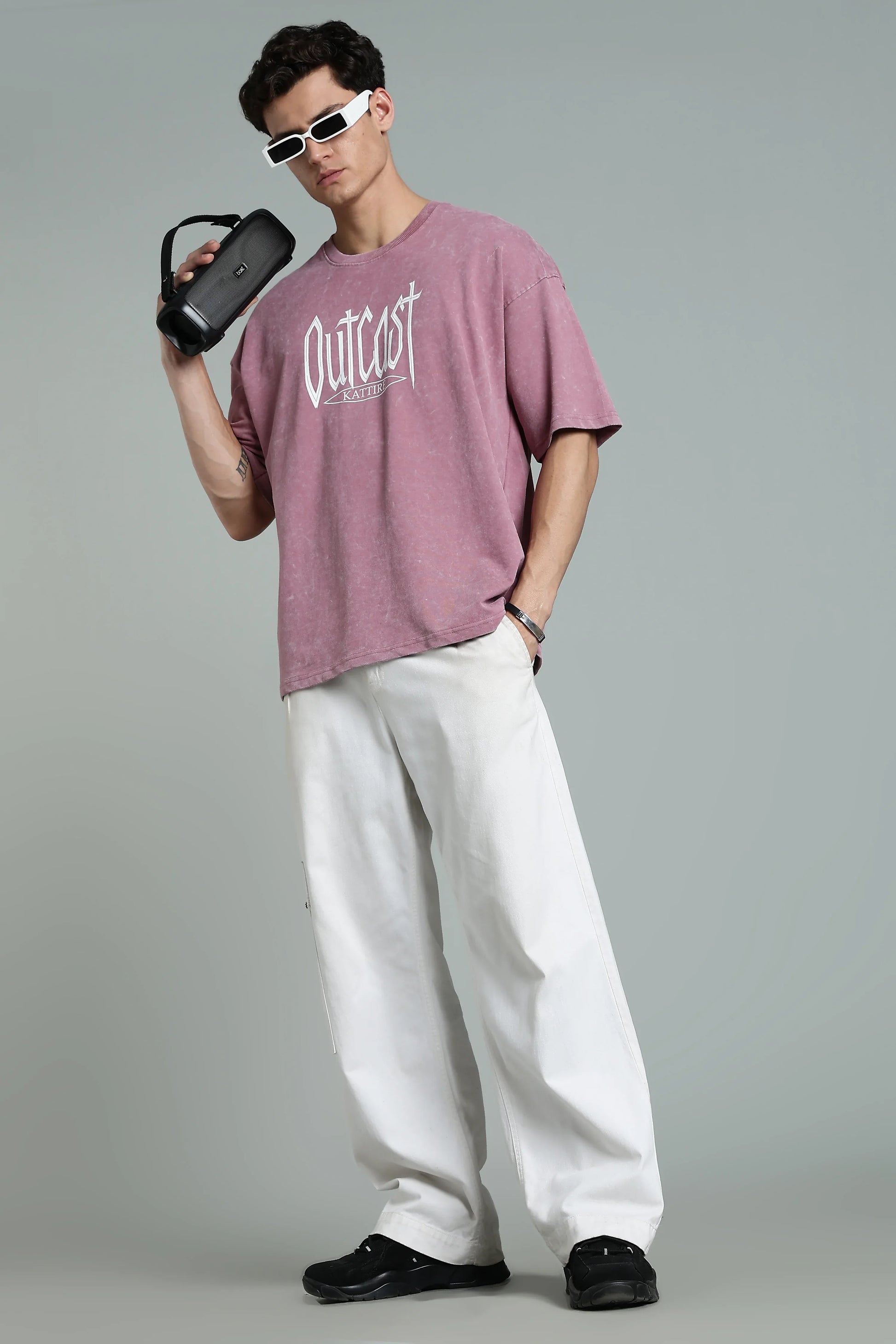 Stand out with bold attitude in the Outcast Graphic Oversized T-Shirt - The Kattire
