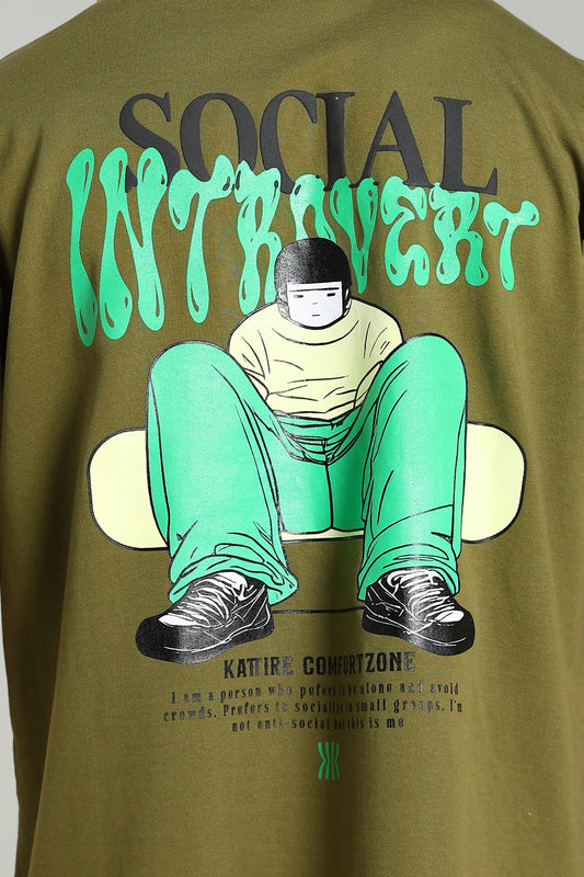 Social Introvert Graphic Oversized T-Shirt - The Kattire