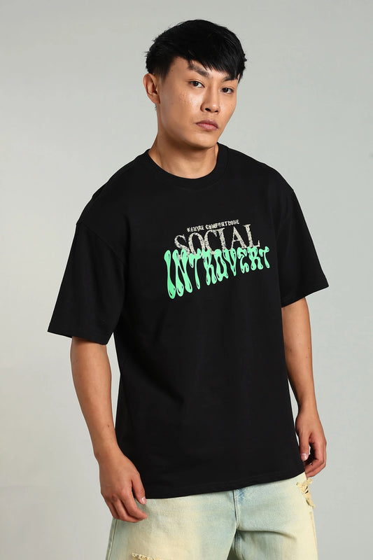 Social Introvert Graphic Oversized T-Shirt - The Kattire