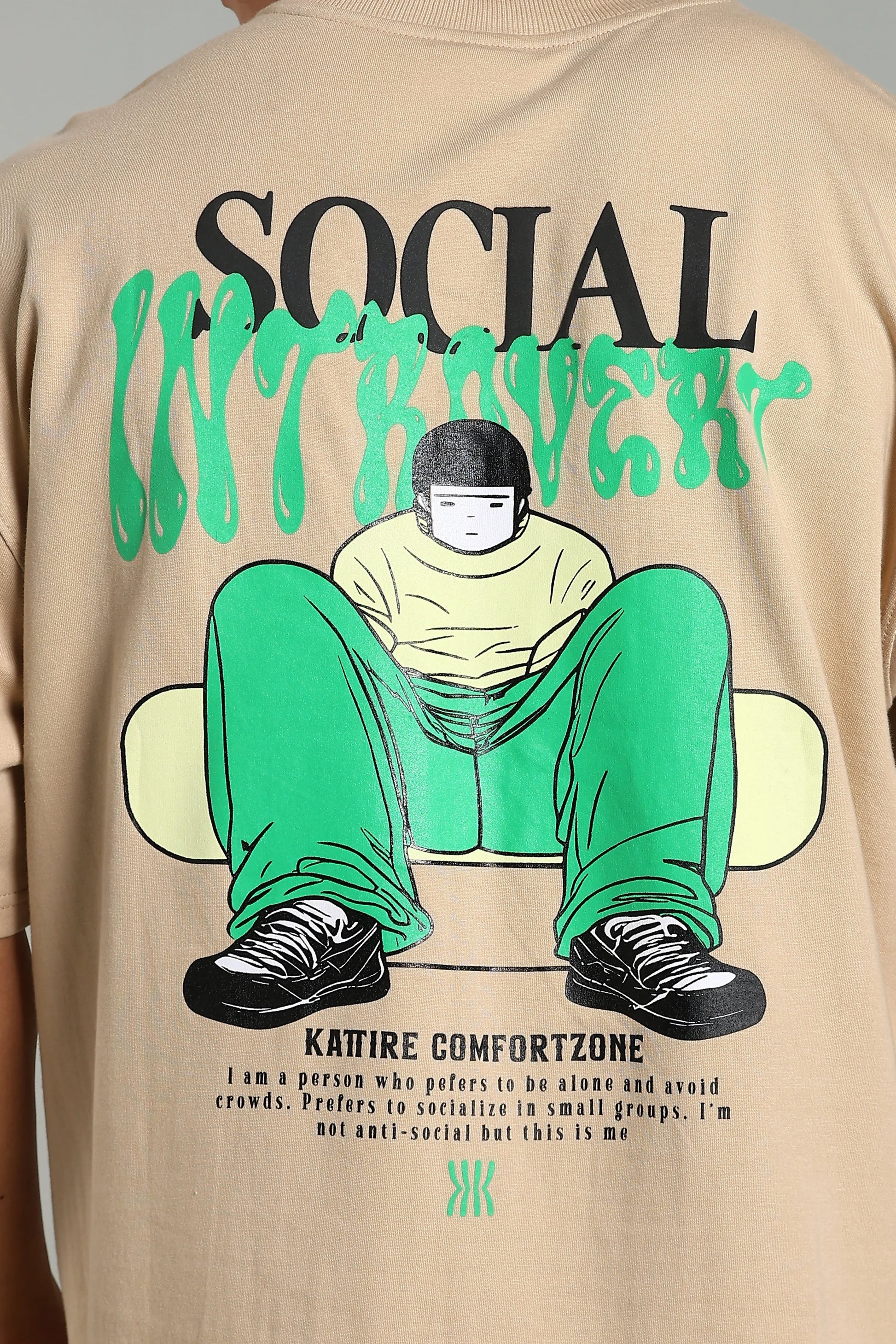 Social Introvert Graphic Oversized T-Shirt - The Kattire