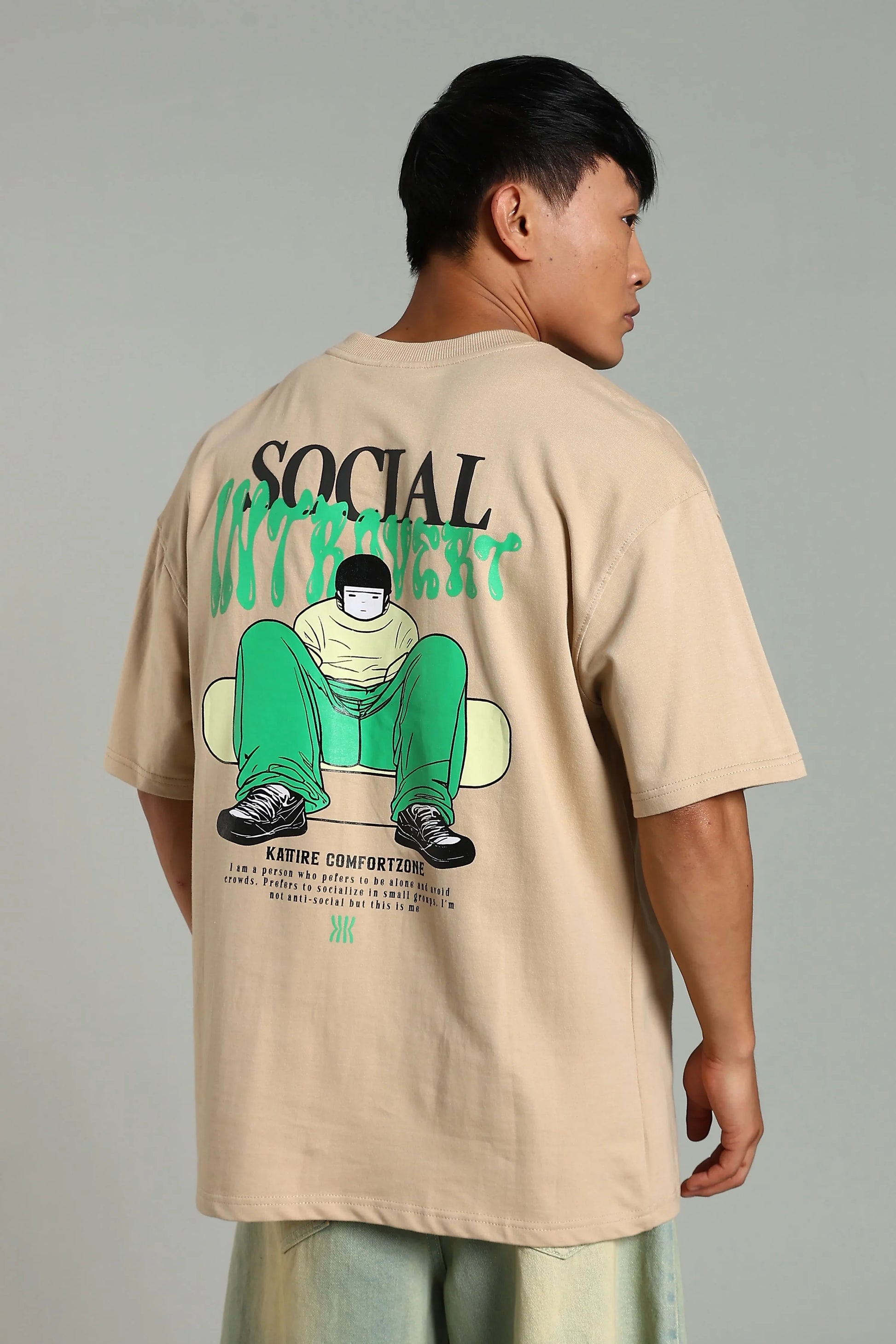 Social Introvert Graphic Oversized T-Shirt - The Kattire
