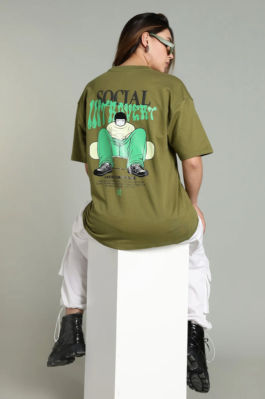 Social Introvert Graphic Oversized T-Shirt - The Kattire