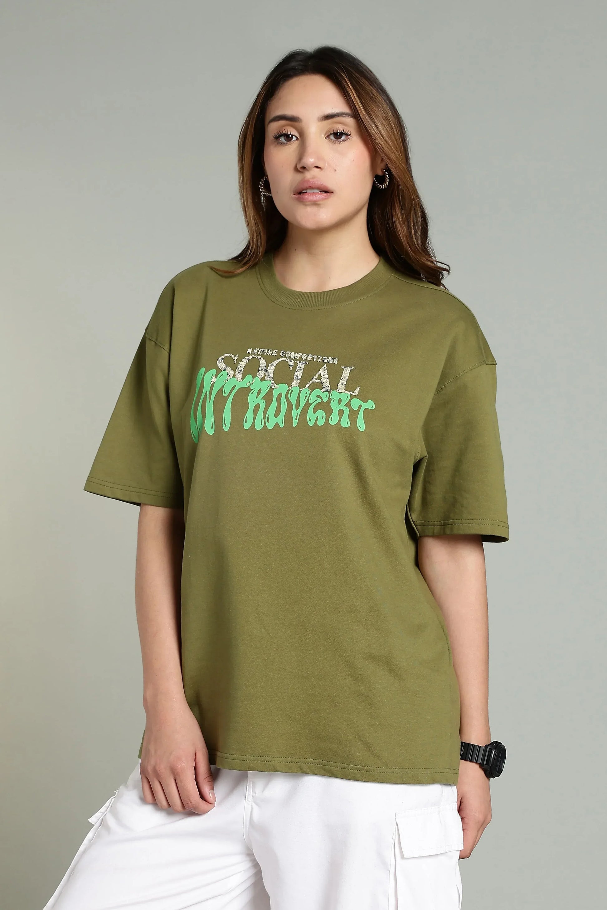 Social Introvert Graphic Oversized T-Shirt - The Kattire