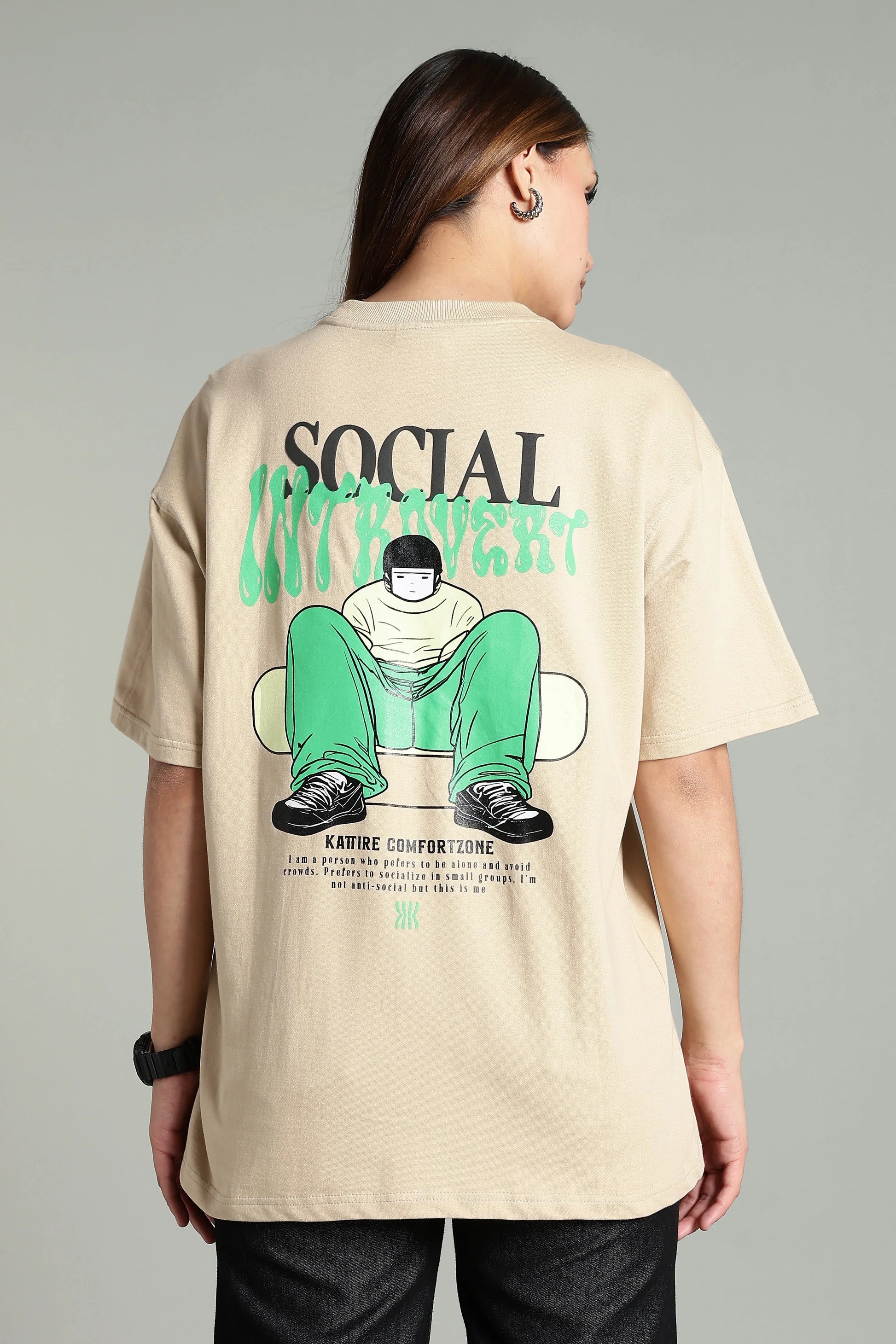 Social Introvert Graphic Oversized T-Shirt - The Kattire