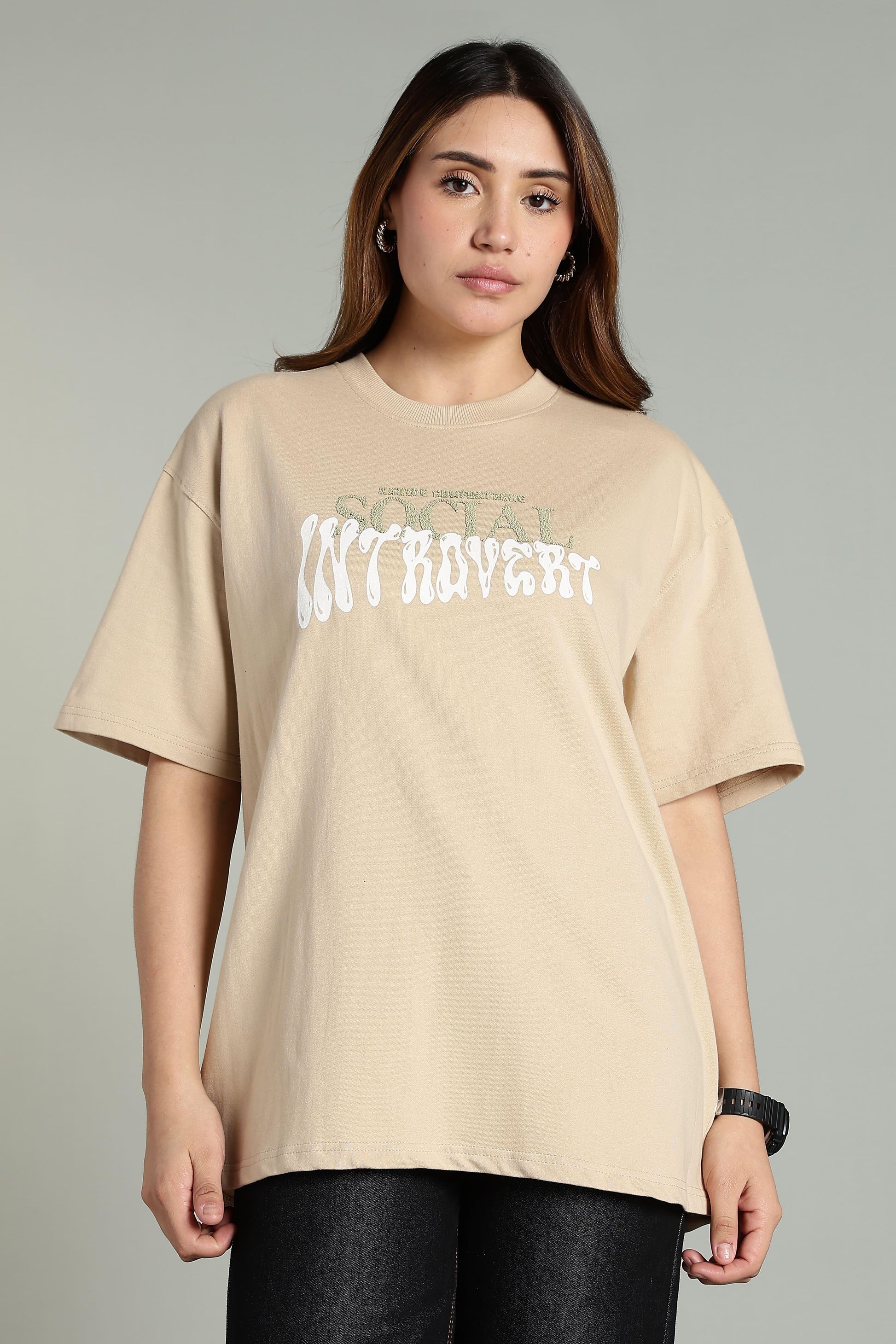 Social Introvert Graphic Oversized T-Shirt - The Kattire
