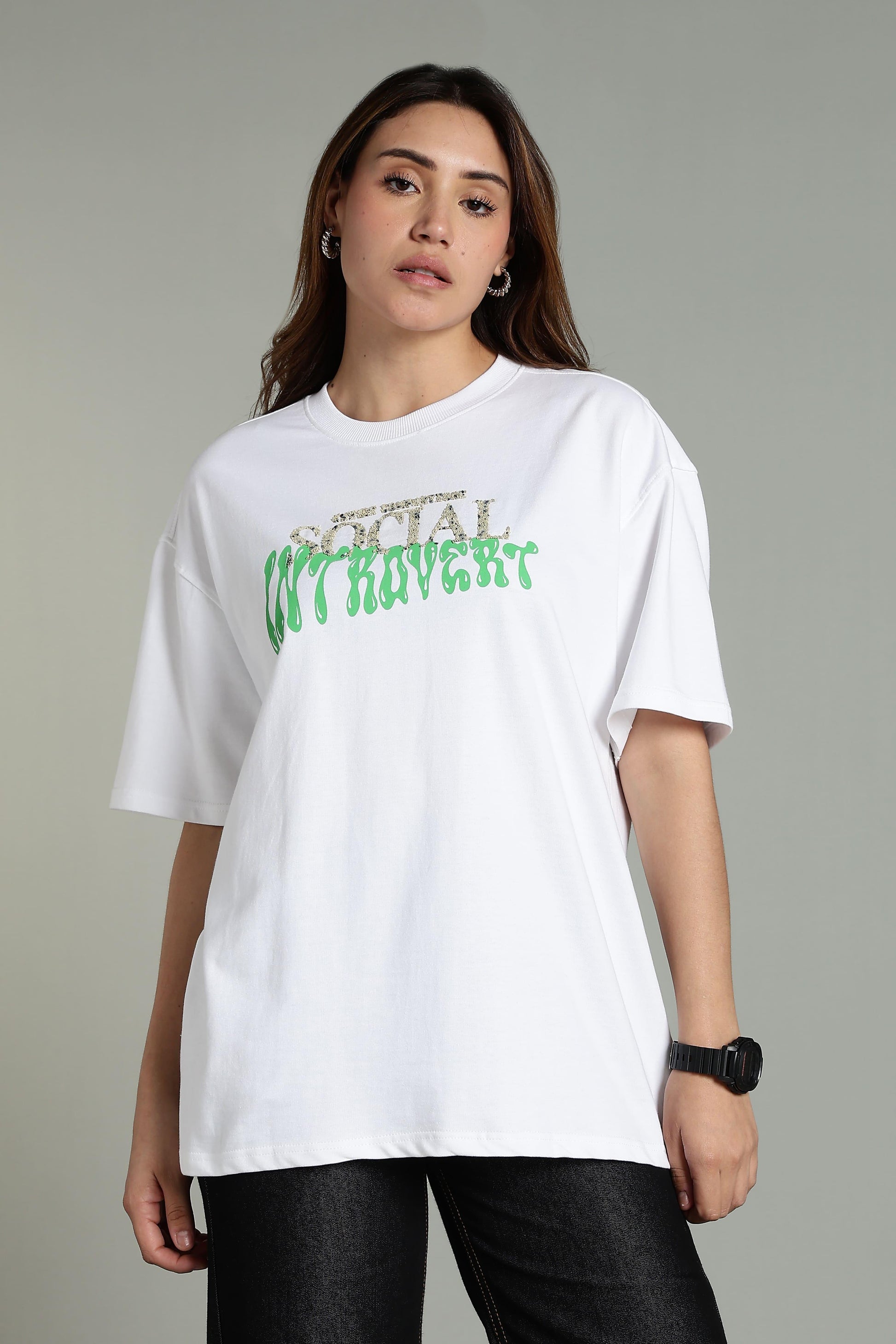 Social Introvert Graphic Oversized T-Shirt - The Kattire