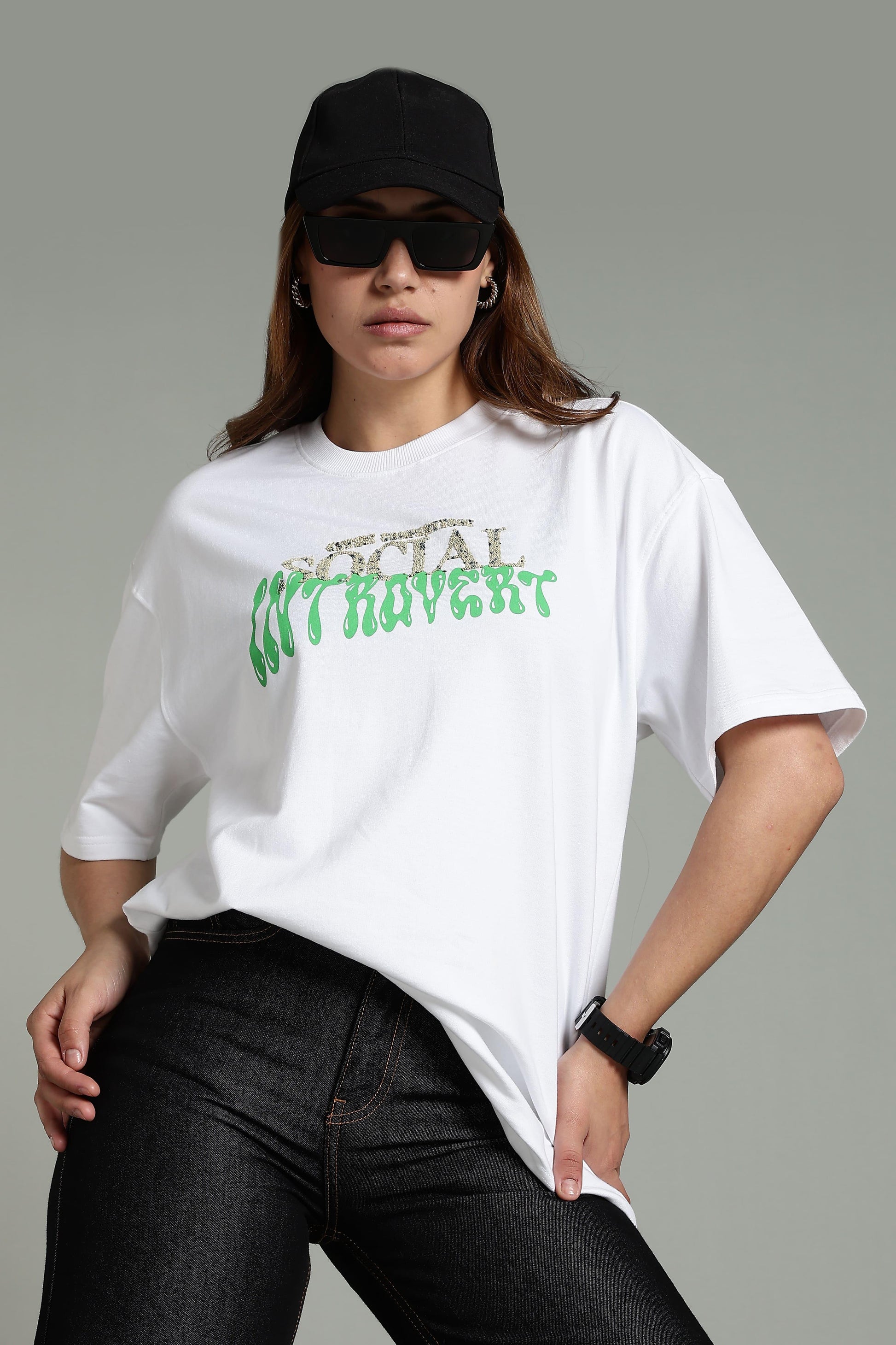 Social Introvert Graphic Oversized T-Shirt - The Kattire