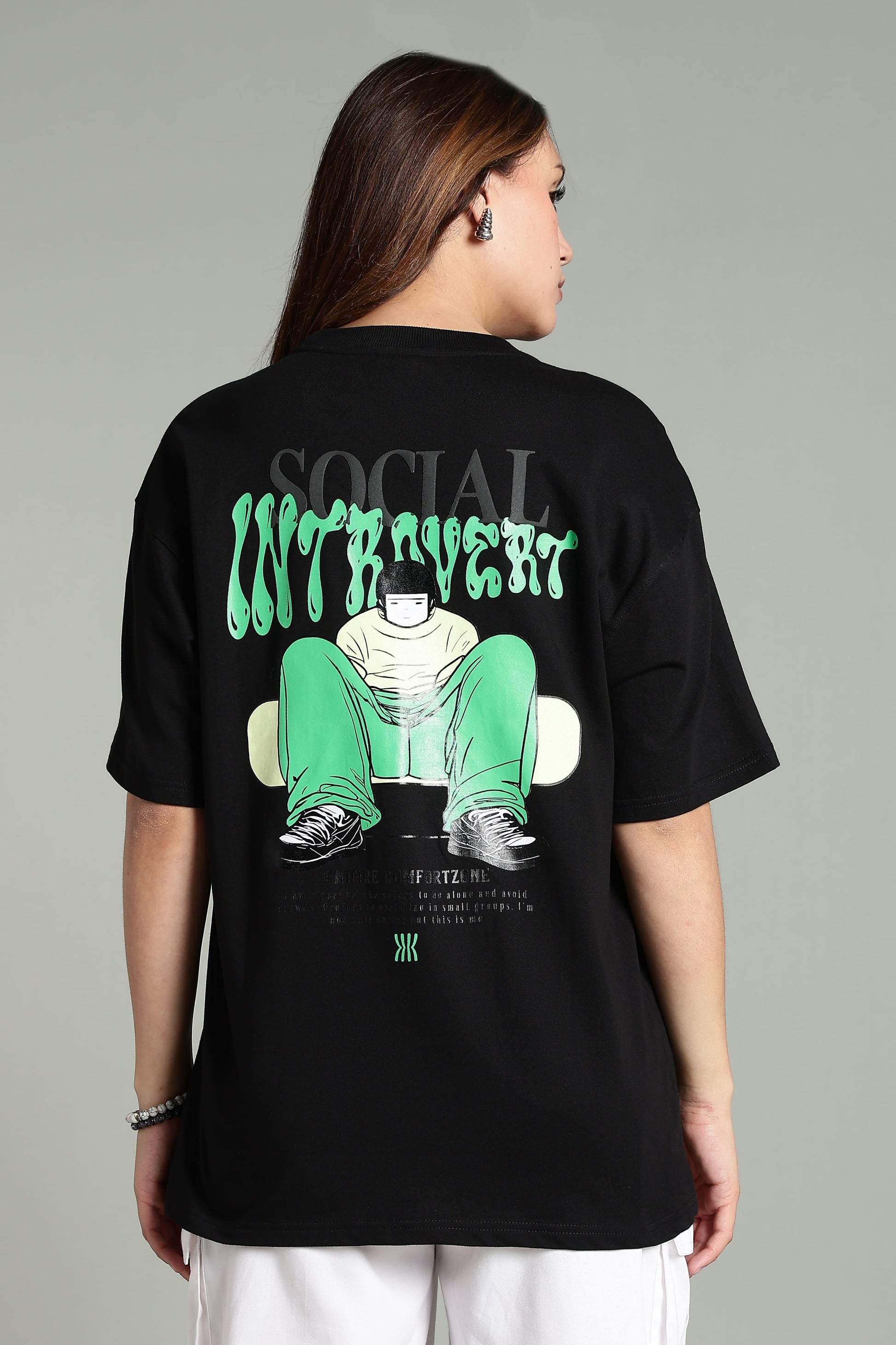Social Introvert Graphic Oversized T-Shirt - The Kattire