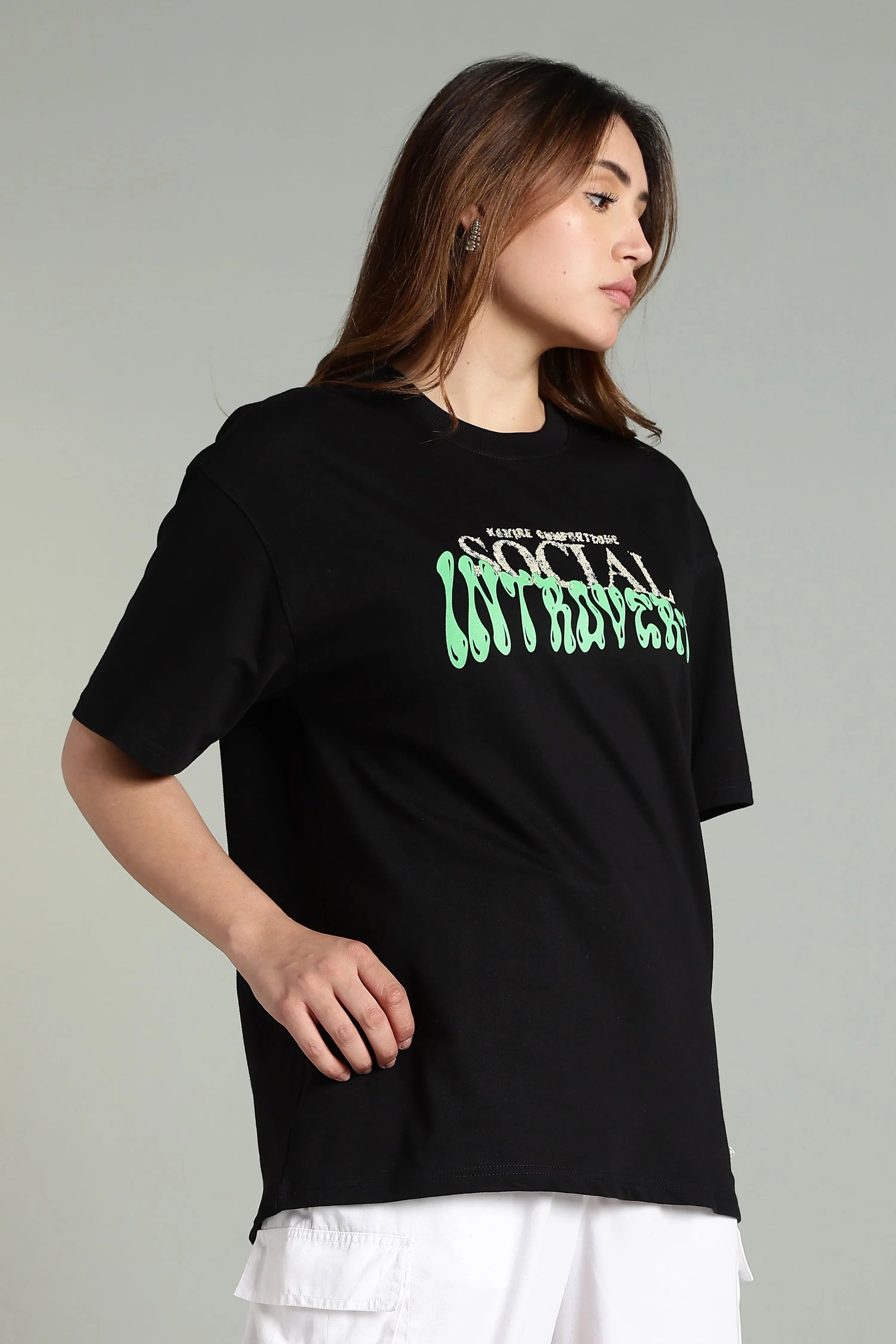 Social Introvert Graphic Oversized T-Shirt - The Kattire