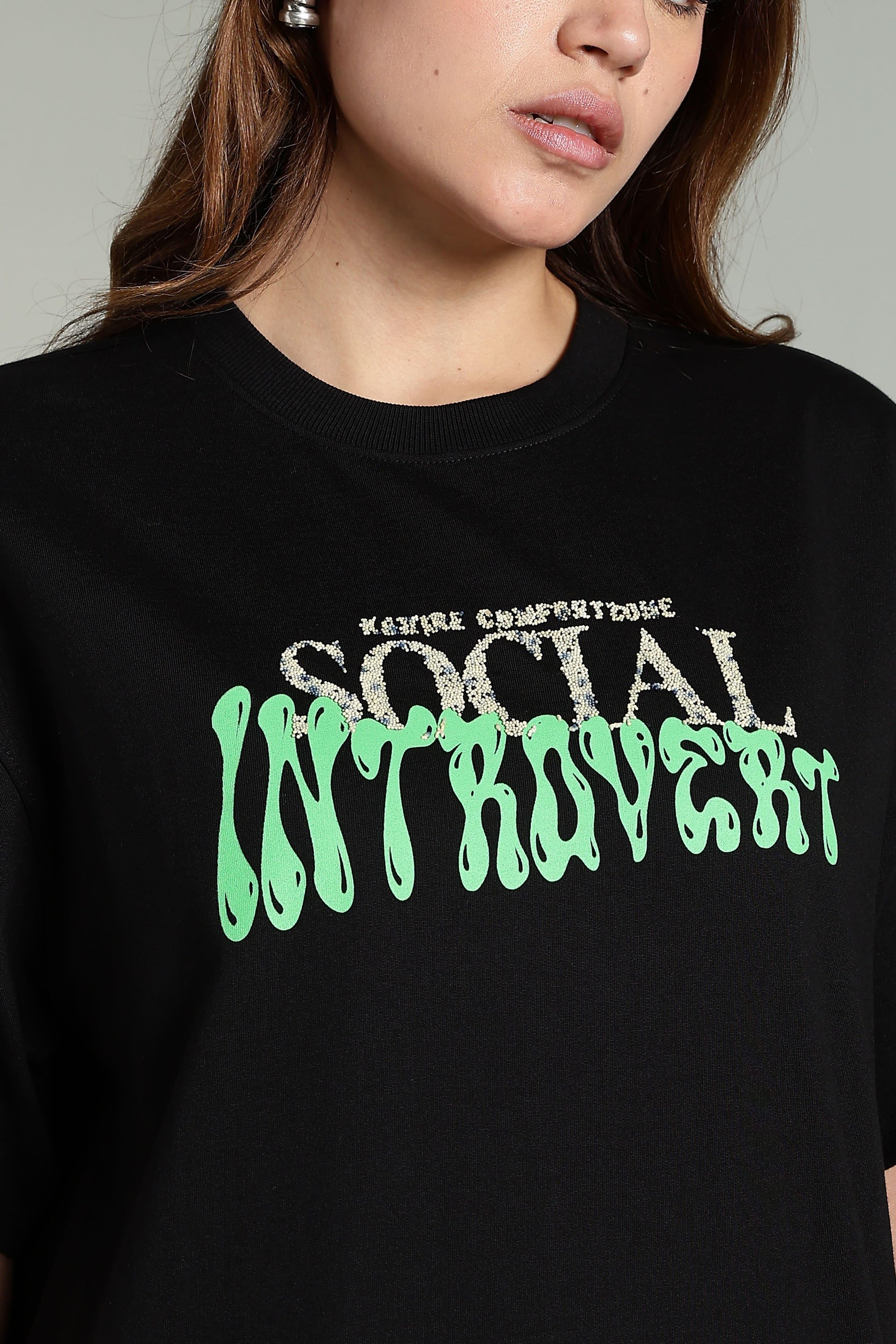 Social Introvert Graphic Oversized T-Shirt - The Kattire
